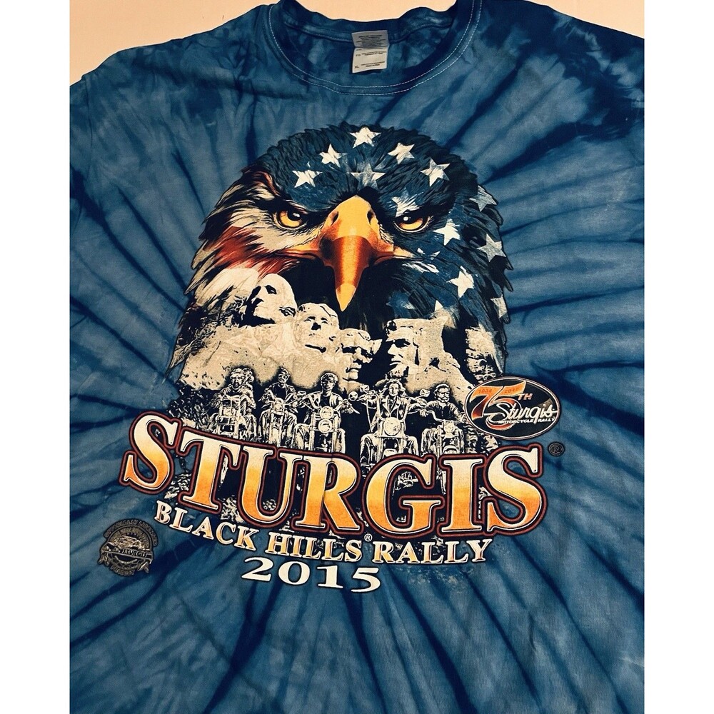 NEW 2015 Sturgis Black Hills Motorcycle Rally Tie Dye T-Shirt XL Biker Eagle USA
